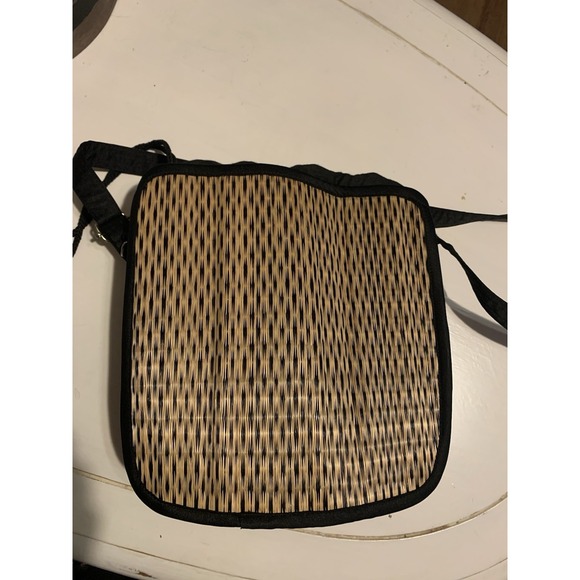 Baskets of Cambodia Woven Palm Fiber Crossbody Bag Boho Fair Trade Eco Artisan - Picture 3 of 8